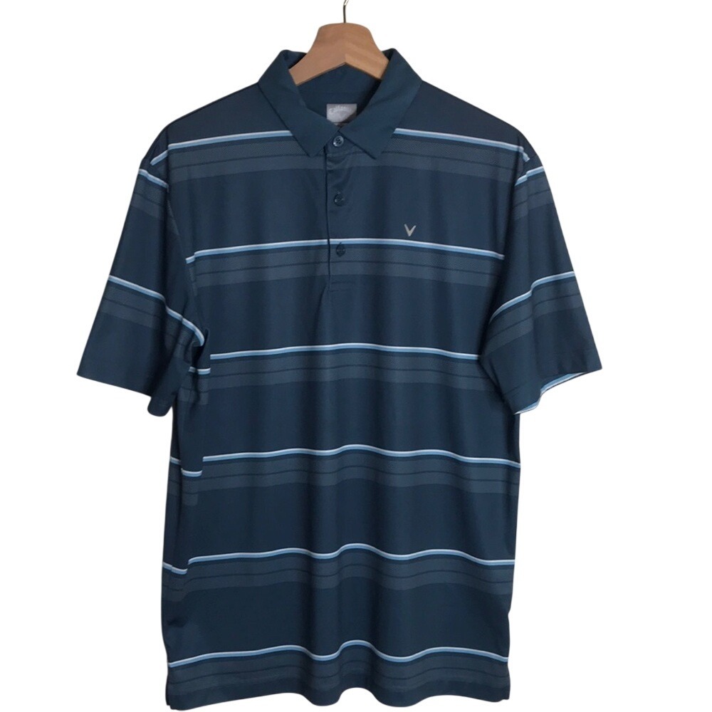 Callaway Men's‎ Opti-Dri Striped Lightweight Golf Polo Shirt Blue Medium